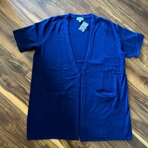 NWT Joan Rivers Long Navy Open Sweater Cardigan Pockets Sz Large 1X